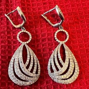 Silver CZ drop earrings